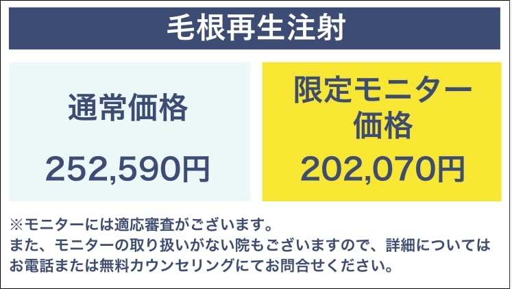 通常価格とモニター価格